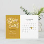 Elegant Save the Date Calendar Gold Love Heart (Standing Front)