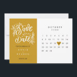 Elegant Save the Date Calendar Gold Love Heart<br><div class="desc">This pretty save the date card features a calendar and pretty gold love heart highlighting your special date. The reverse features gold heart confetti. Designed by Thisisnotme© ***TO MOVE THE HEART TO YOUR SPECIAL DATE, LOOK TO THE RIGHT OF THE PRODUCT IMAGE TO WHERE IT SAYS “PERSONALIZE THE TEMPLATE”. IF...</div>