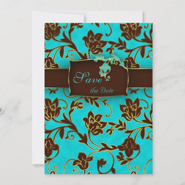 Elegant Save the Date Card Gold Floral BB (Front)