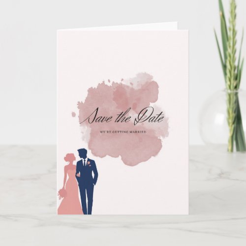 Elegant Save the Date card in watercolor style wit