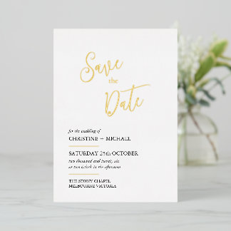 Elegant Save the Date card, laconic design Foil Invitation