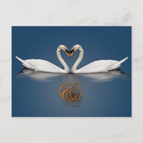 Elegant Save The Date Card Swans Photo Heart