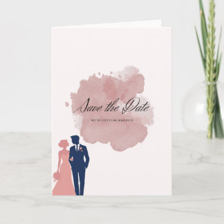 Elegant Save the Date card with bride and groom &
