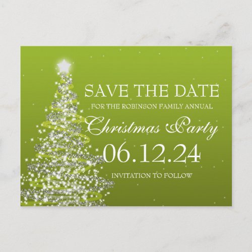 Elegant Save The Date Christmas Party Green Announcement Postcard