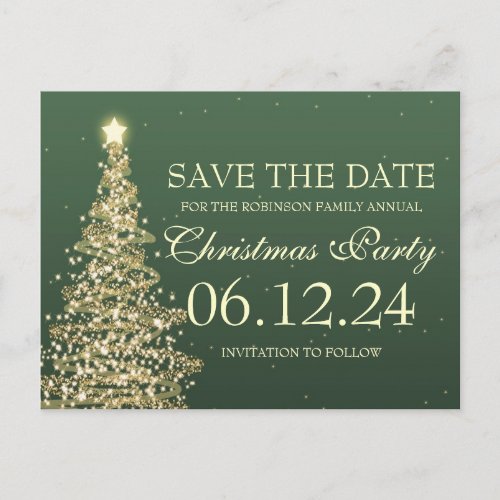 Elegant Save The Date Christmas Party Green Announcement Postcard