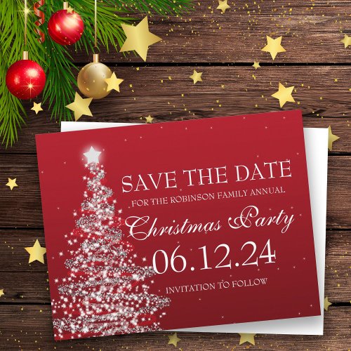 Elegant Save The Date Christmas Party Red Announcement Postcard
