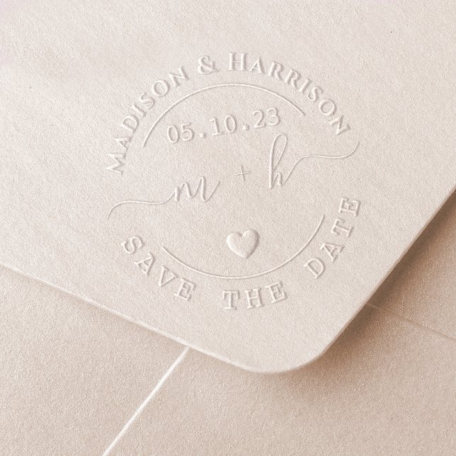 Elegant Save The Date Couple's Script Monogram Embosser (Creator Uploaded)