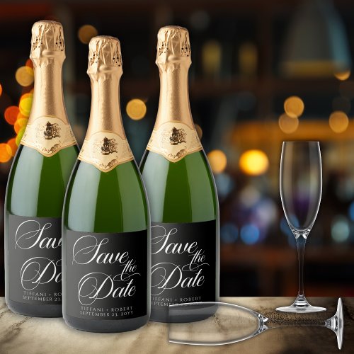 Elegant Save the Date Editable Colors  Sparkling Wine Label