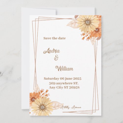 Elegant Save the Date Flat Invitation Cards with L