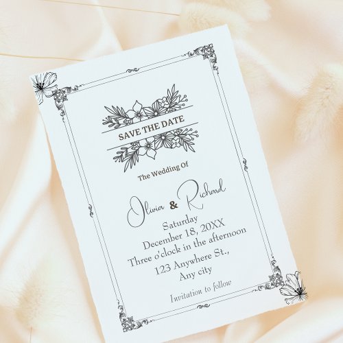 Elegant Save the Date Floral Wedding Announcement 