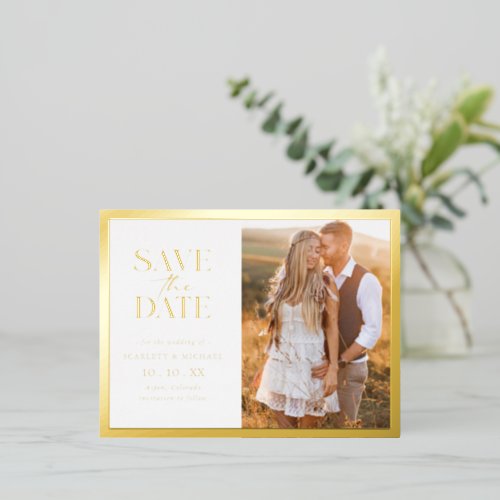 Elegant Save The Date Foil Invitation Postcard