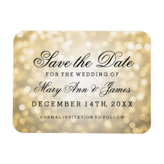 Save The Date Magnets Zazzle Elegant Save The Date Gold Glitter Lights Magnet