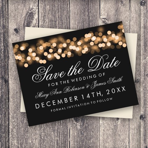 Elegant Save The Date Gold Hollywood Glam Announcement Postcard