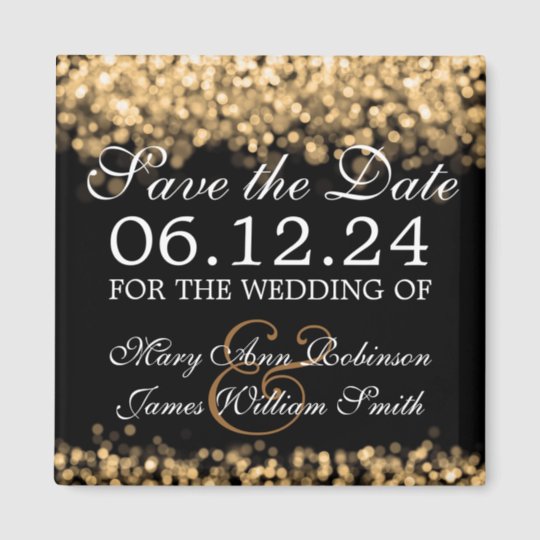 Elegant Save The Date Gold Lights Magnet