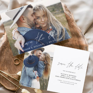 Elegant Save the Date Handwritten Photo Minimalist Invitation