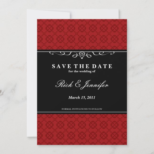 Elegant Save the Date Invitation (Red) (Front)