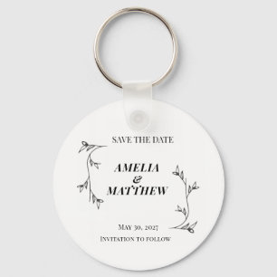 Elegant Save the Date Keychain, Minimalist Keychain
