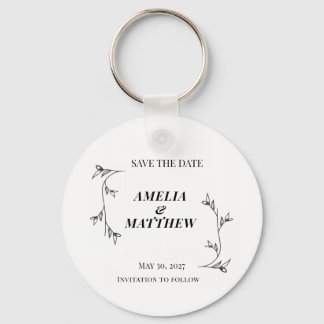 Elegant Save the Date Keychain, Minimalist Keychain