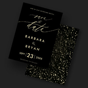 Elegant Save The Date Luxury Black Gold Invitation