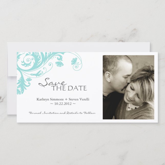 Elegant Save The Date Photo Card (Front)