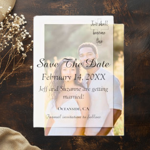 Elegant Save The Date Photo Overlay Christian Vellum Invitations