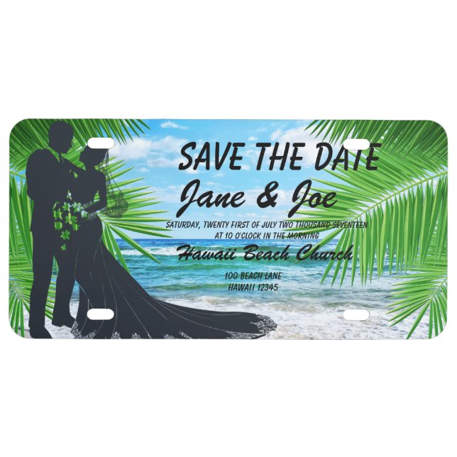 Elegant Save The Date Plastic Lincense Plate (Front)