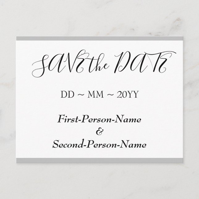 Elegant "SAVE the DATE" Postcard (Front)