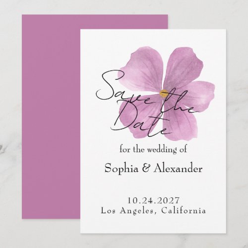 Elegant Save the Date - Purple Watercolor Floral Invitation