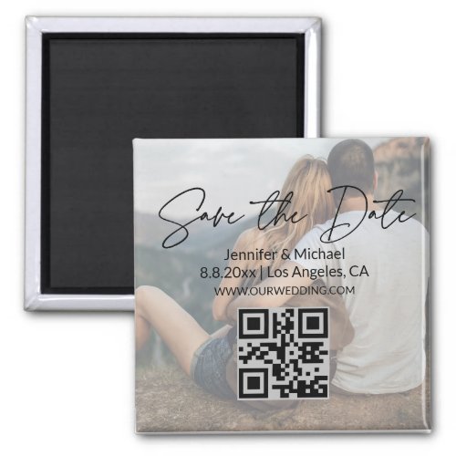 elegant save the dateqr code couple faded photo magnet