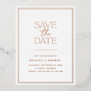 Elegant Save The Date Rose Gold Foil Invitation Postcard