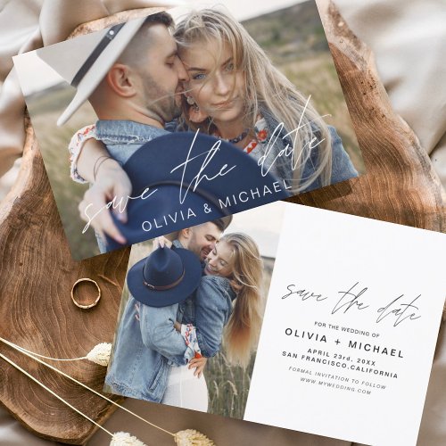 Elegant Save the Date Script Handwritten Photo