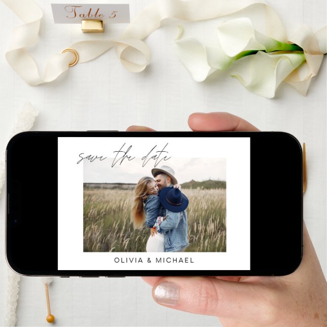 Elegant Save the Date Script Photo Minimalist (Front Digital)