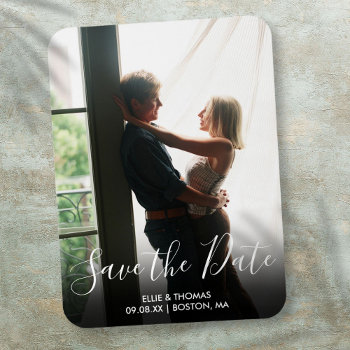 Elegant Save The Date Script Photo Wedding Magnet by thisisnotmedesigns at Zazzle