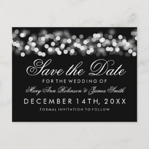 Elegant Save The Date Silver Hollywood Glam Announcement Postcard
