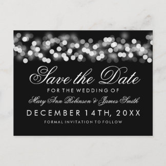 Elegant Save The Date Silver Hollywood Glam Announcement Postcard