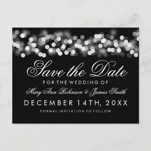 Elegant Save The Date Silver Hollywood Glam Announcement Postcard
