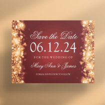 Elegant Save The Date Sparkling Lights Gold Announcement Postcard