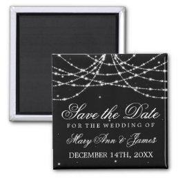 Elegant Save The Date Sparkling String Black Magnet