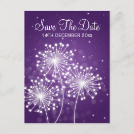 Elegant Save The Date Summer Sparkle Purple Announcement Postcard