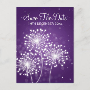 Elegant Save The Date Summer Sparkle Purple Announcement Postcard