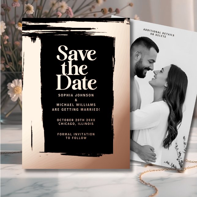Elegant Save the Date Template Photo Rose Gold (Creator Uploaded)