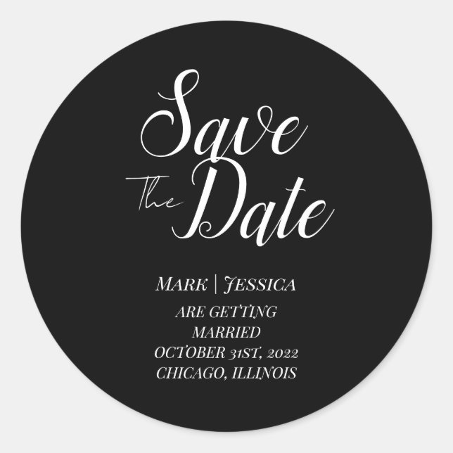 Elegant Save The Date Thank you Card Classic Round Sticker (Front)