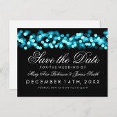 Elegant Save The Date Turquoise Hollywood Glam Announcement Postcard (Front/Back)