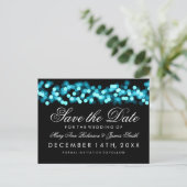 Elegant Save The Date Turquoise Hollywood Glam Announcement Postcard (Standing Front)