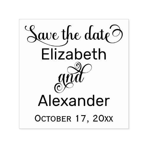 Elegant Save the Date Typography Monogram Self_inking Stamp