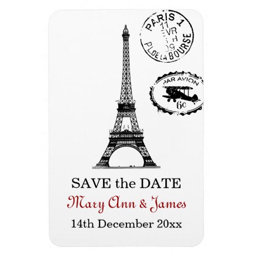 Elegant Save The Date Vintage Paris Postcard Magnet