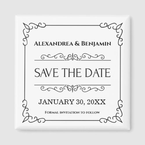 Elegant Save The Date Wedding Announcement  Magnet