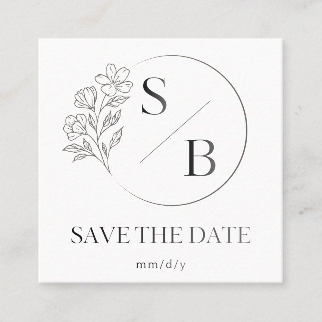 Elegant Save the Date Wedding Calling Card Minimal (Front)