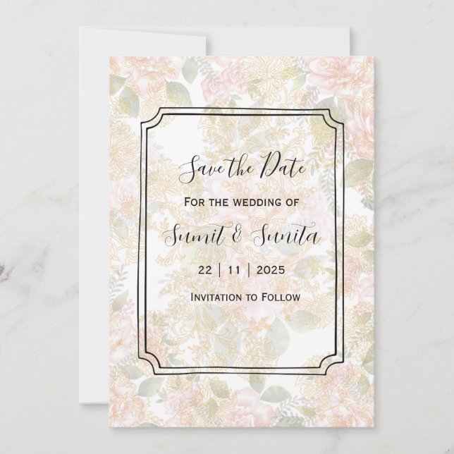 Elegant Save the Date Wedding Invitation Card (Front)