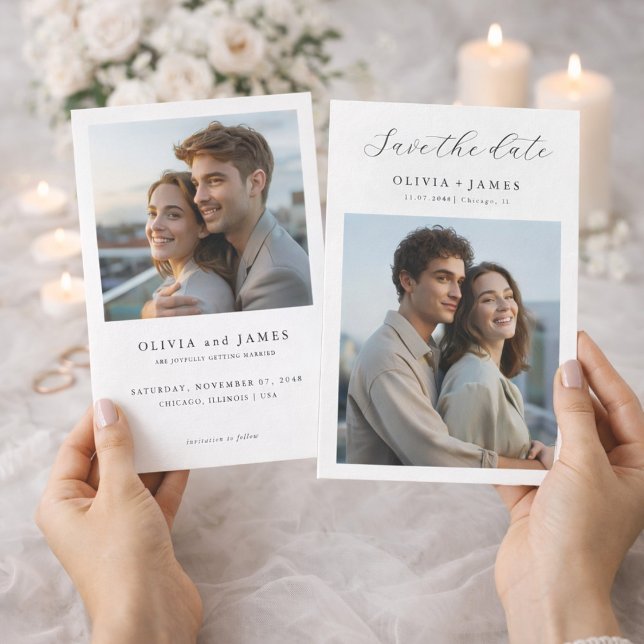 Elegant Save the Date Wedding Photo Card (Creator Uploaded)